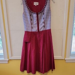Traditional Melega Oktoberfest Dirndl (maroon and blue)